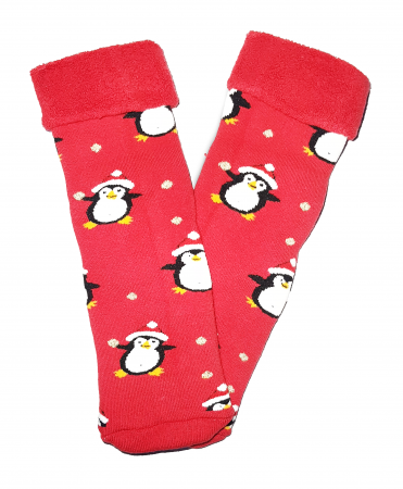 Sosete de Craciun - Sosete calduroase cu motive de Craciun - Pinguini