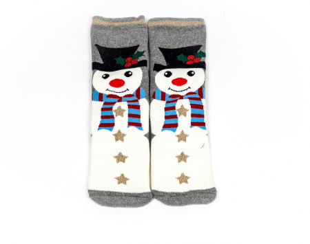 Sosete de Craciun - Sosete calduroase cu motive de Craciun - om de zapada