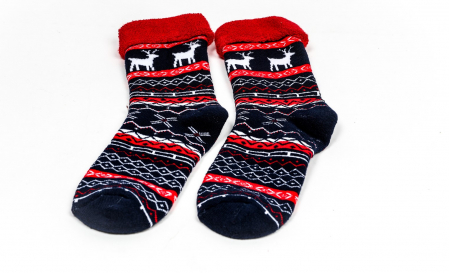 Sosete calduroase cu motive de Craciun albastre- reni [3]