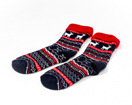 Sosete calduroase cu motive de Craciun albastre- reni [2]