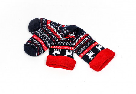 Sosete calduroase cu motive de Craciun albastre- reni [1]