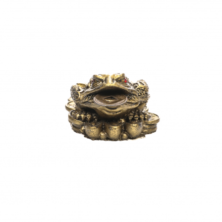Feng Shui - Statueta Feng Shui Broasca  foarte mica cu 3 pepite pentru noroc si bunastare
