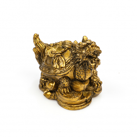 Statueta Feng Shui Broasca Testoasa cu cap de dragon si lant de monede, pentru noroc si bunastare [0]