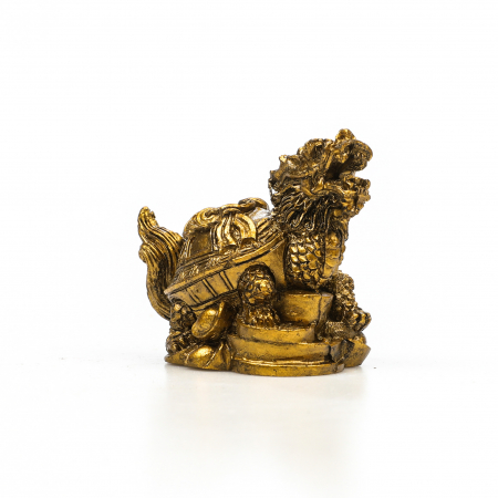 Statueta Feng Shui Broasca Testoasa cu cap de dragon si lant de monede, pentru noroc si bunastare [4]