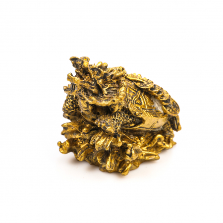 Feng Shui - Statueta Feng Shui Broasca Testoasa cu cap de dragon si lant de monede, pentru noroc si bunastare
