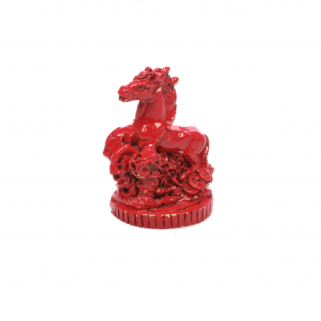 Statueta Feng Shui foarte mica Cal Rosu cu picioarele ridicate pentru noroc in iubire si succes [0]