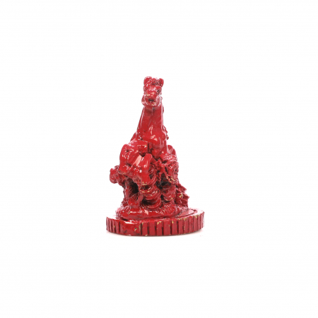 Statueta Feng Shui foarte mica Cal Rosu cu picioarele ridicate pentru noroc in iubire si succes [2]