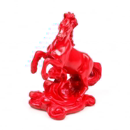 Statueta Feng Shui Cal Rosu cu picioarele ridicate pentru noroc in iubire si succes profesional [1]