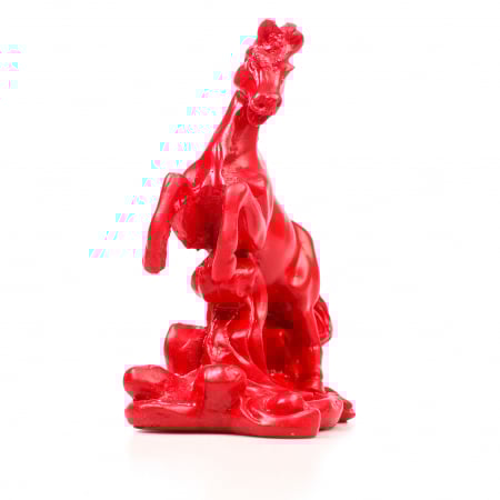 Statueta Feng Shui Cal Rosu cu picioarele ridicate pentru noroc in iubire si succes profesional [4]