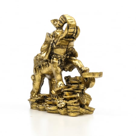 Statueta Feng Shui elefant pe bani cu piciorul stang ridicat pentru prosperitate [1]