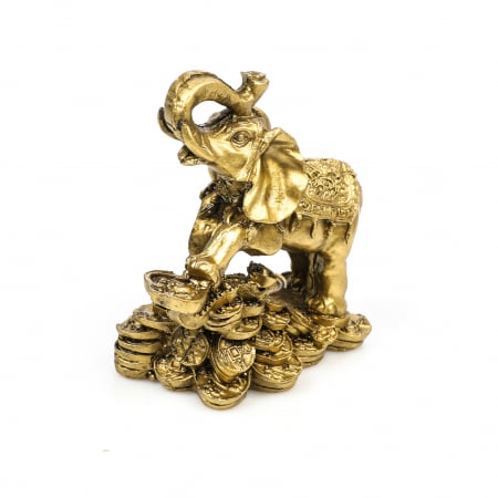 Statueta Feng Shui elefant pe bani cu piciorul stang ridicat pentru prosperitate [2]
