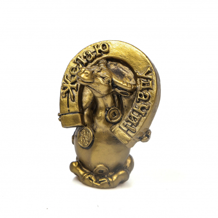 Statueta mica Feng Shui Bivol cu potcoava deasupra capului pentru noroc [4]