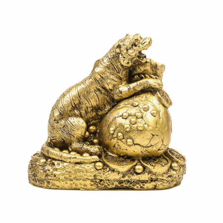 Statueta Feng Shui Tigru cu sac de bani pentru bunastare, succes si noroc [2]