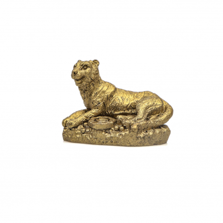 Statueta foarte mica Feng Shui Tigru sezand cu moneda cu simbol Yin Yang [2]