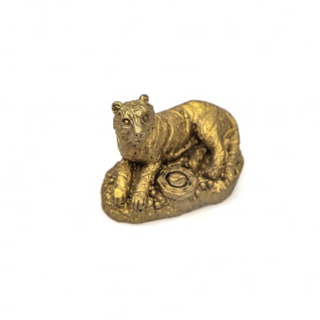 Statueta foarte mica Feng Shui Tigru sezand cu moneda cu simbol Yin Yang [1]
