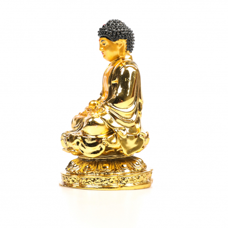 Statueta mare budista Feng Shui aurita cu par negru pentru pace si armonie [4]