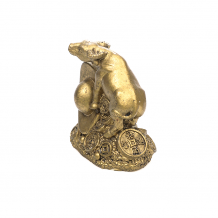 Statueta mica Feng Shui Bivol pe monede cu pepita pentru prosperitate [4]