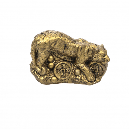 Feng Shui - Statueta mica Feng Shui Tigru cu fata pe monede