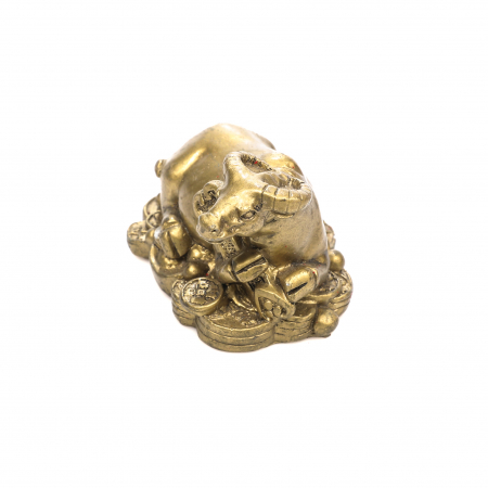 Statueta mica Feng Shui Bivol sezand pe monede cu cheie pentru bunastare [1]