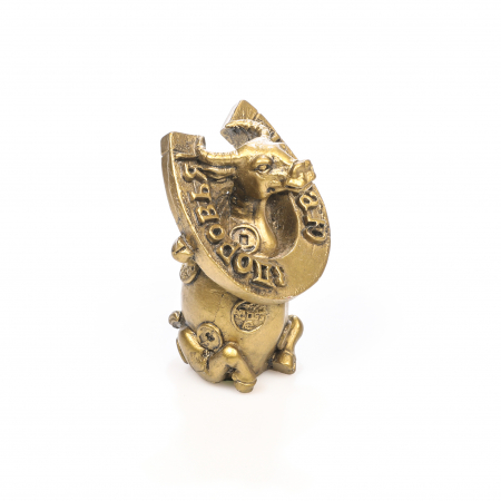 Statueta mica Feng Shui Bivol cu potcoava pentru noroc [2]