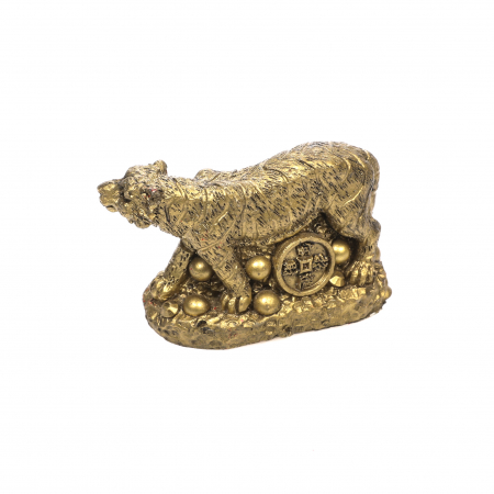 Feng Shui - Statueta mica Feng Shui Tigru cu moneda si pepita pentru bunastare