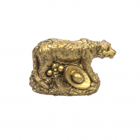Statueta mica Feng Shui Tigru cu moneda si pepita pentru bunastare [3]
