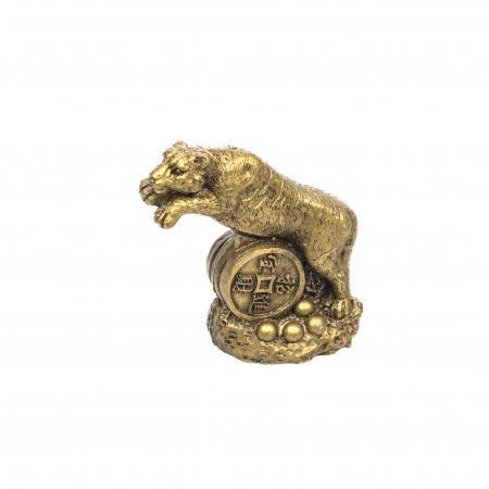 Feng Shui - Statueta mica Feng Shui Tigru ridicat pe 3 monede