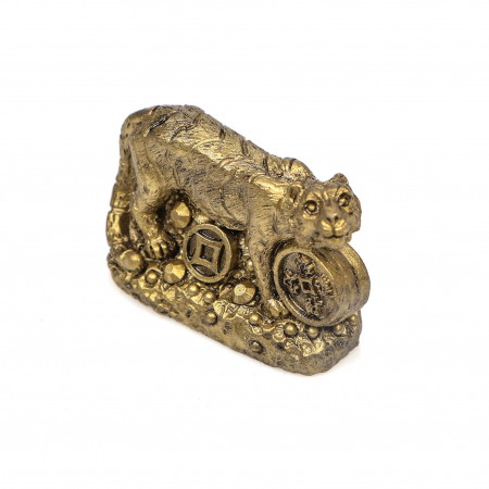 Feng Shui - Statueta foarte mica Feng Shui Tigru cu multe monede pentru prosperitate
