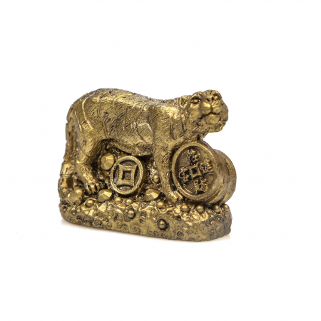 Statueta foarte mica Feng Shui Tigru cu multe monede pentru prosperitate [2]