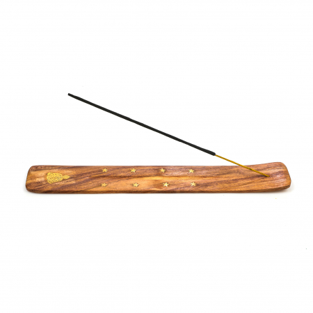 Suport din lemn maro cu simbol budist pentru ars betisoare parfumate [4]