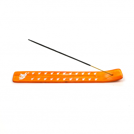 Suport din lemn portocaliu cu elefant pentru ars betisoare parfumate [4]