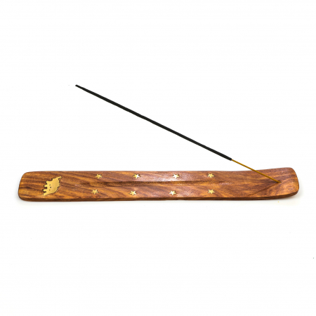 Suport din lemn maro cu elefant auriu pentru ars betisoare parfumate [4]