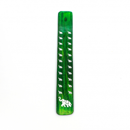 Suport din lemn verde cu elefant pentru ars betisoare parfumate [1]