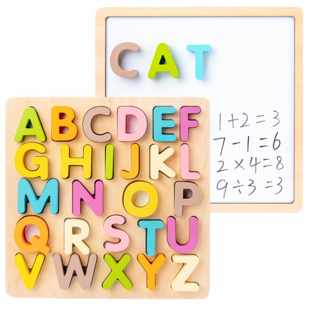 Tabla magnetica din lemn multifunctionala 2 in 1 cu litere [0]