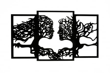 Cadouri pentru EA - Tablou din 3 piese cu 2 indragostiti - negru