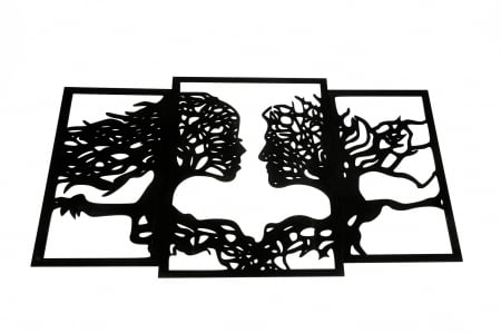 Tablou din 3 piese cu 2 indragostiti - negru [1]