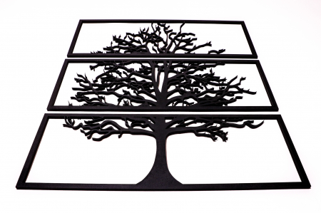 Tablou din 3 piese cu copacul vietii - negru [1]