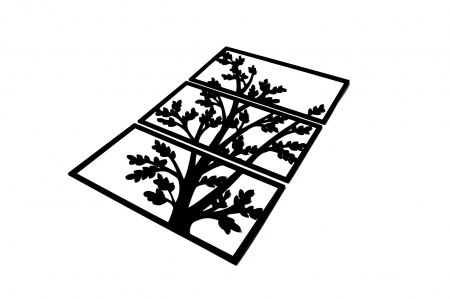 Tablou din 3 piese - lemn cu o ramura verticala negru [2]