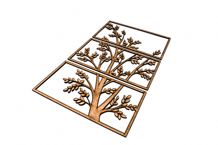 Tablou din 3 piese - lemn cu o ramura verticala [3]