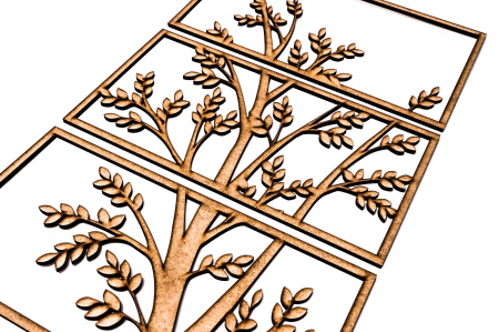 Tablou din 3 piese - lemn cu o ramura verticala [4]