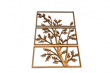 Tablou din 3 piese - lemn cu o ramura verticala [1]