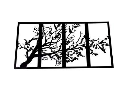 Tablou din 4 piese cu o ramura - negru [3]