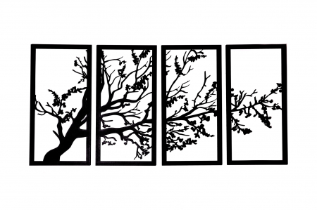 Tablouri personalizate - Tablou din 4 piese cu o ramura - negru