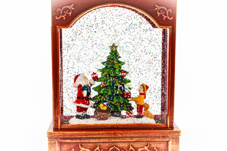 Ornament rosu tip felinar care lumineaza cu mos si copilas [2]