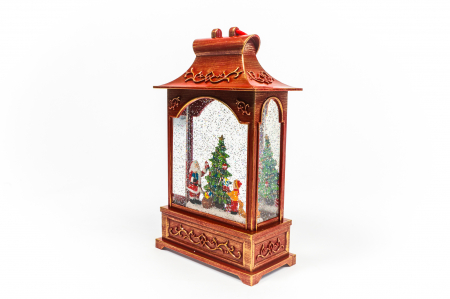 Ornament rosu tip felinar care lumineaza cu mos si copilas [3]