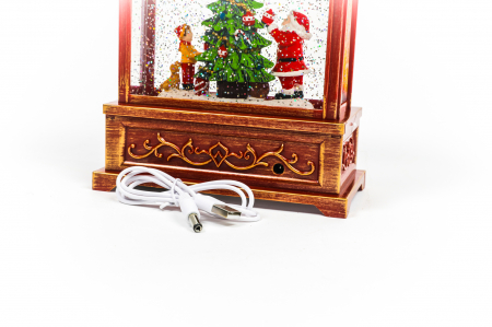 Ornament rosu tip felinar care lumineaza cu mos si copilas [4]