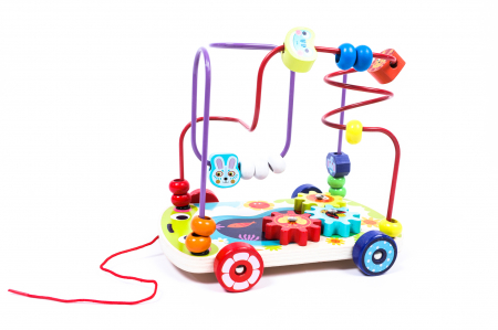 Joc interactiv multifunctional cu animalute din lemn cu roti - Lemn in Dar [5]