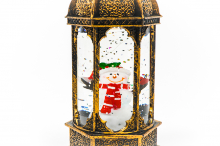 Ornament tip felinar care lumineaza cu om de zapada cu caciula [1]