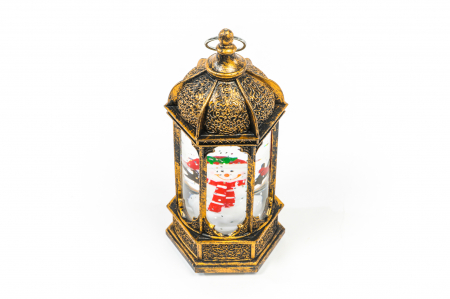 Ornament tip felinar care lumineaza cu om de zapada cu caciula [2]