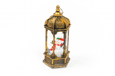 Ornament tip felinar care lumineaza cu om de zapada cu caciula [3]